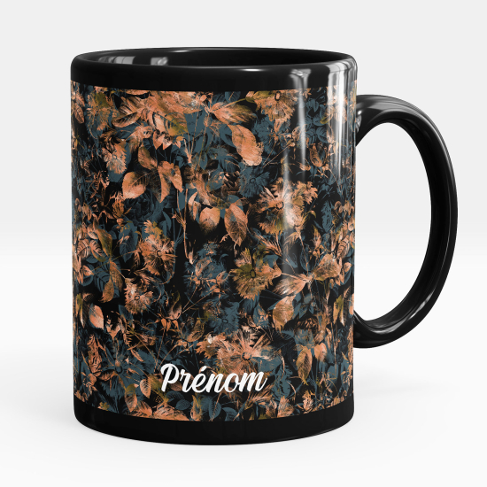 Mug - Tasse personnalisée Noir intégral - Fleurs