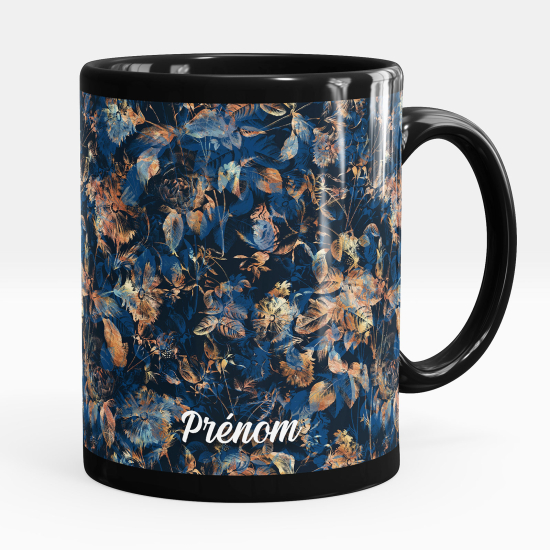 Mug - Tasse personnalisée Noir intégral - Fleurs