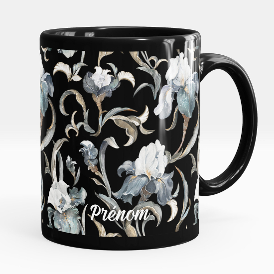 Mug - Tasse personnalisée Noir intégral - Fleurs