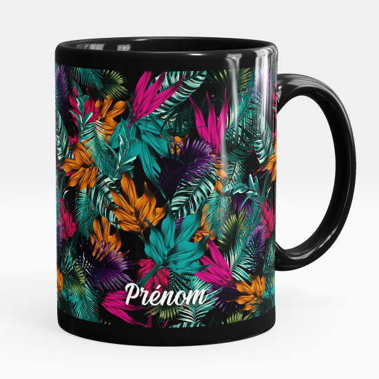 Mug - Tasse personnalisée Noir intégral - Fleurs