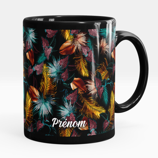 Mug - Tasse personnalisée Noir intégral - Fleurs