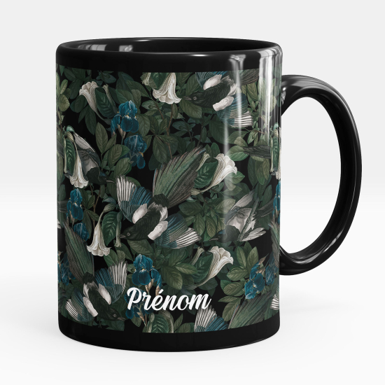 Mug - Tasse personnalisée Noir intégral - Fleurs