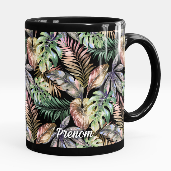 Mug - Tasse personnalisée Noir intégral - Fleurs