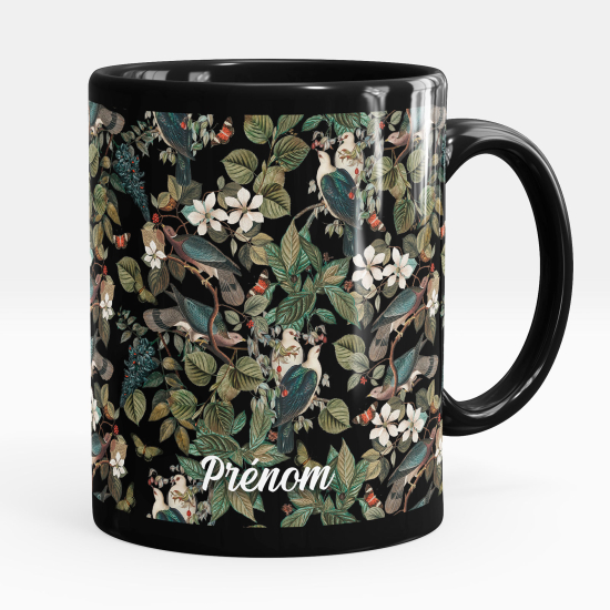 Mug - Tasse personnalisée Noir intégral - Fleurs