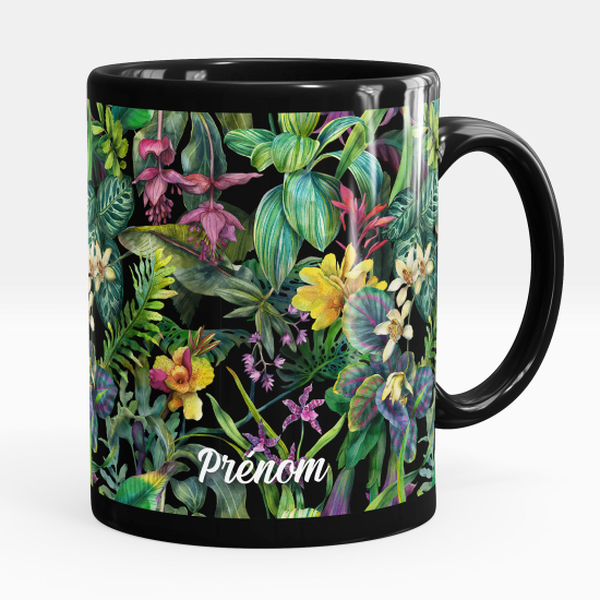 Mug - Tasse personnalisée Noir intégral - Fleurs