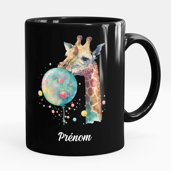 Mug - Tasse personnalisée Noir intégral - Girafe