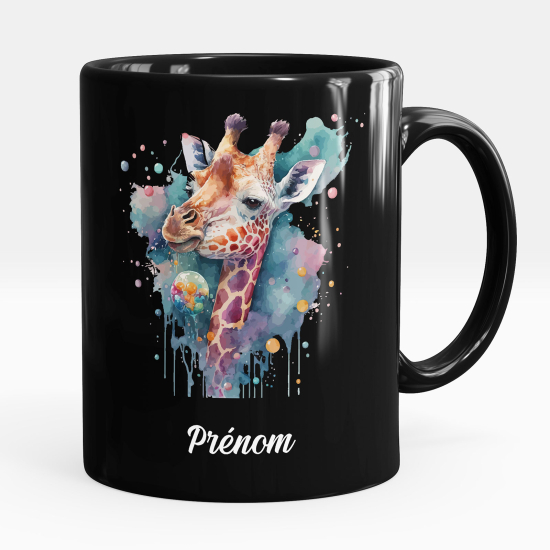 Mug - Tasse personnalisée Noir intégral - Girafe