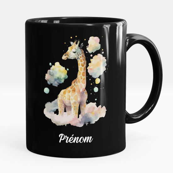 Mug - Tasse personnalisée Noir intégral - Girafe nuage