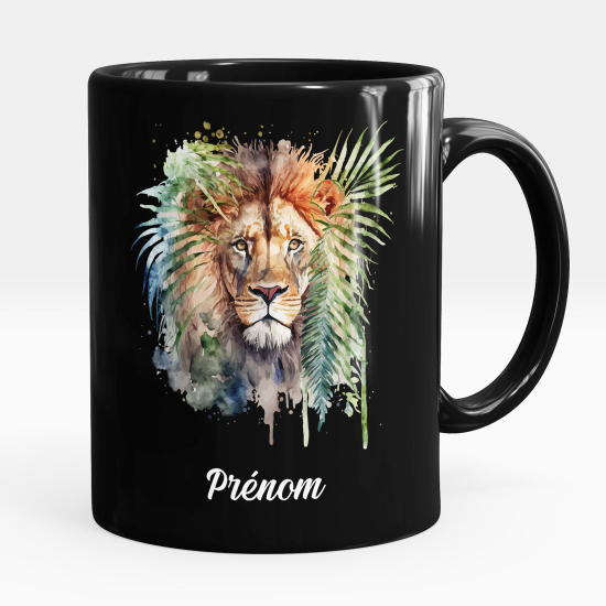 Mug - Tasse personnalisée Noir intégral - Lion