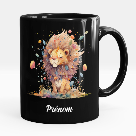 Mug - Tasse personnalisée Noir intégral - Lion