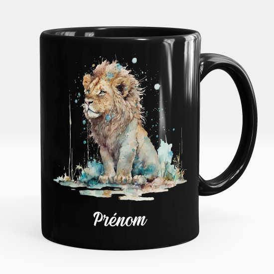 Mug - Tasse personnalisée Noir intégral - lion