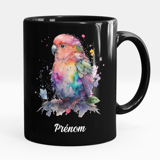 Mug - Tasse personnalisée Noir intégral - Perroquet