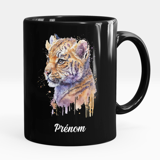 Mug - Tasse personnalisée Noir intégral - Tigre