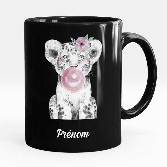 Mug - Tasse personnalisée Noir intégral - Tigre bulle