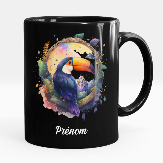 Mug - Tasse personnalisée Noir intégral - Toucan