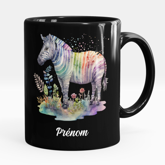 Mug - Tasse personnalisée Noir intégral - Zèbre