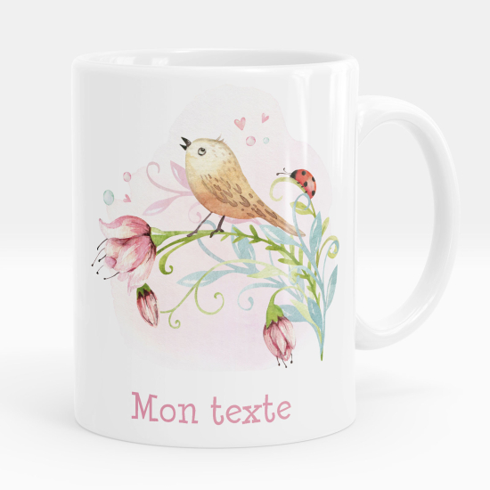 Mug - Tasse personnalisée - Oiseau fleurs