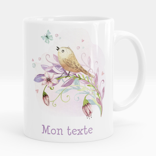 Mug - Tasse personnalisée - Oiseau fleurs