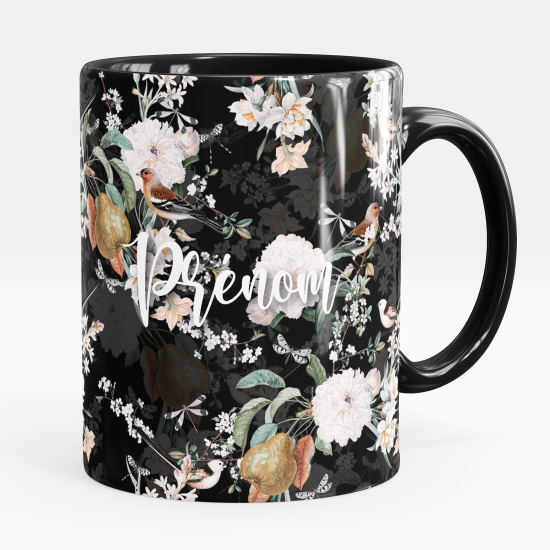 Mug - Tasse personnalisée - Oiseaux fleurs