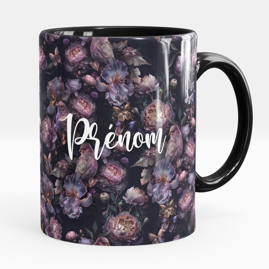 Mug - Tasse personnalisée - Oiseaux fleurs