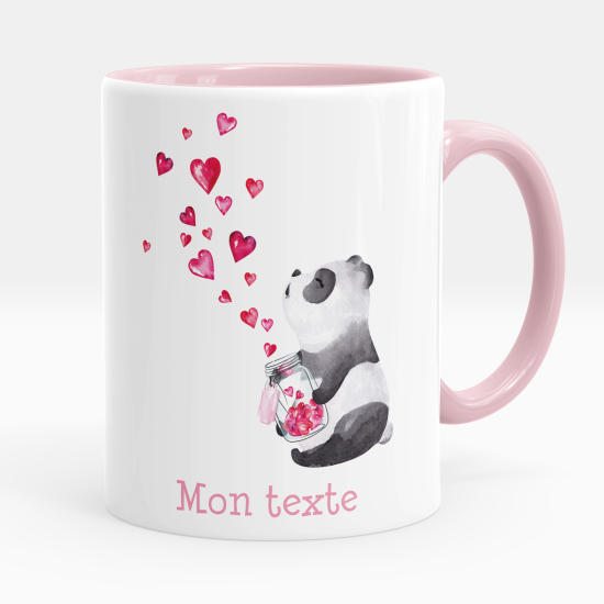 Mug - Tasse personnalisée - Panda coeurs