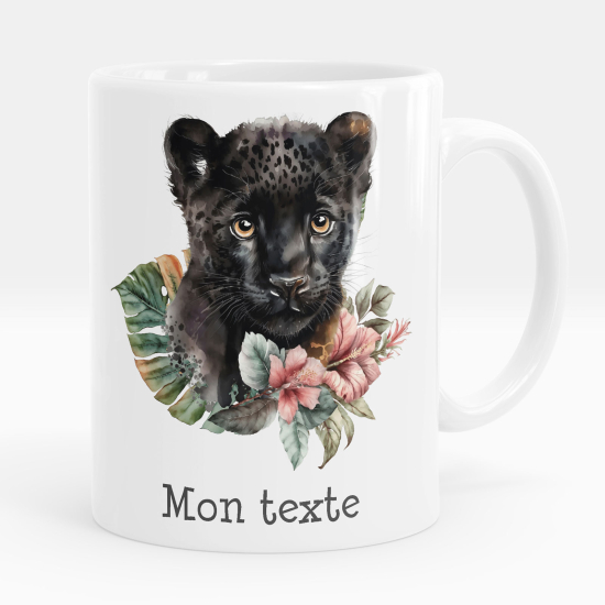 Mug - Tasse personnalisée - Panthère fleurs