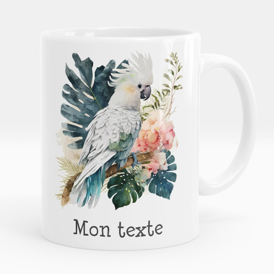 Mug - Tasse personnalisée - Perroquet fleurs