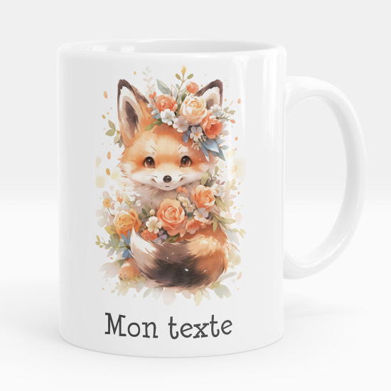 Mug - Tasse personnalisée - Renard fleurs