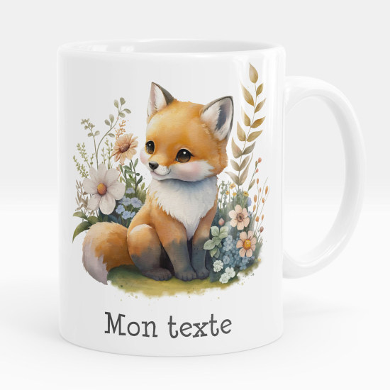 Mug - Tasse personnalisée - Renard fleurs