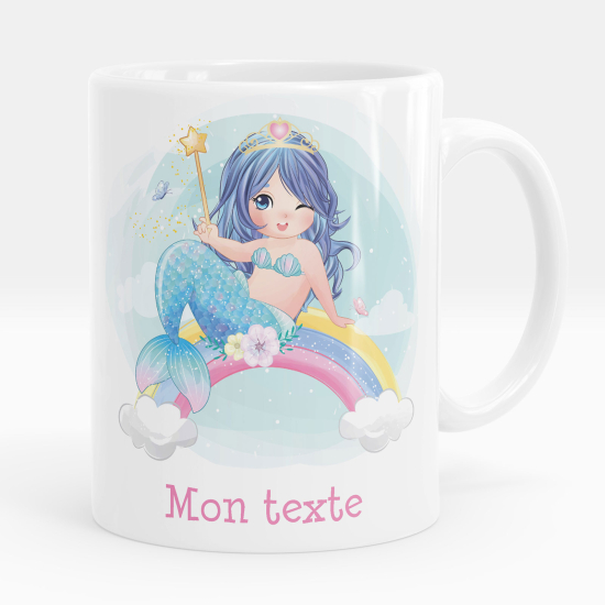 Mug - Tasse personnalisée - Sirène arc-en-ciel