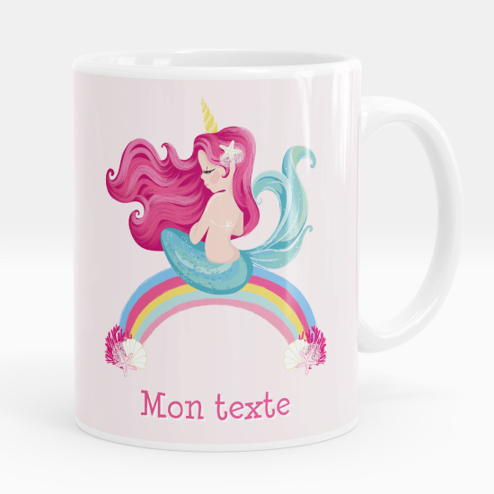 Mug - Tasse personnalisée - Sirène arc-en-ciel