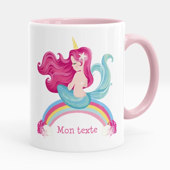 Mug - Tasse personnalisée - Sirène arc-en-ciel