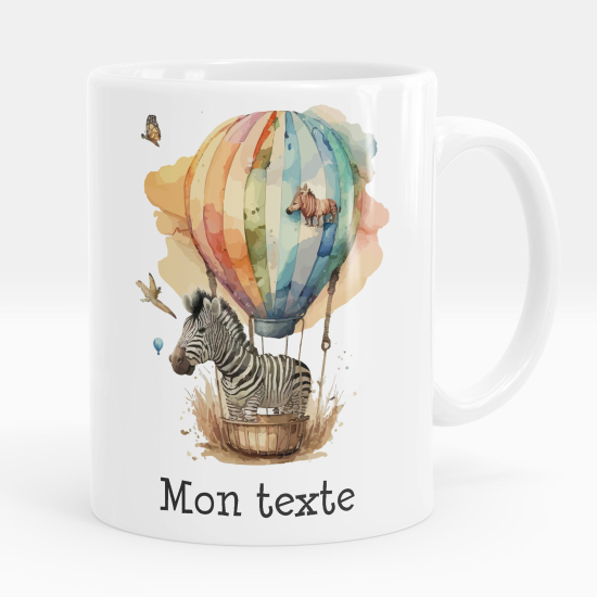 Mug - Tasse personnalisée - Zèbre montgolfière