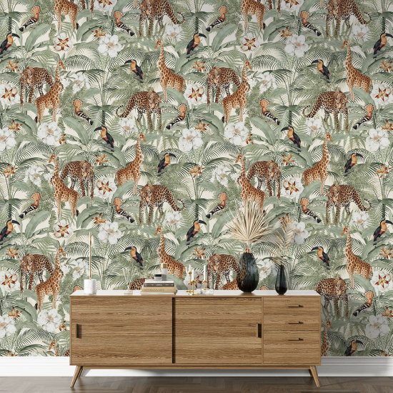 Papier peint motif XL - Animaux de la Jungle