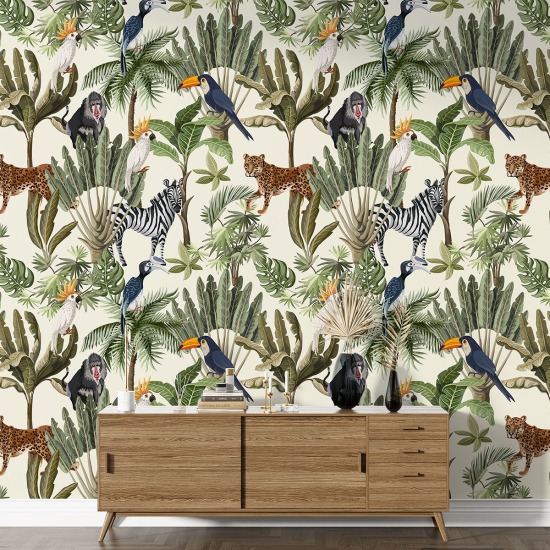 Papier peint motif XL Enfants - Animaux de la Jungle