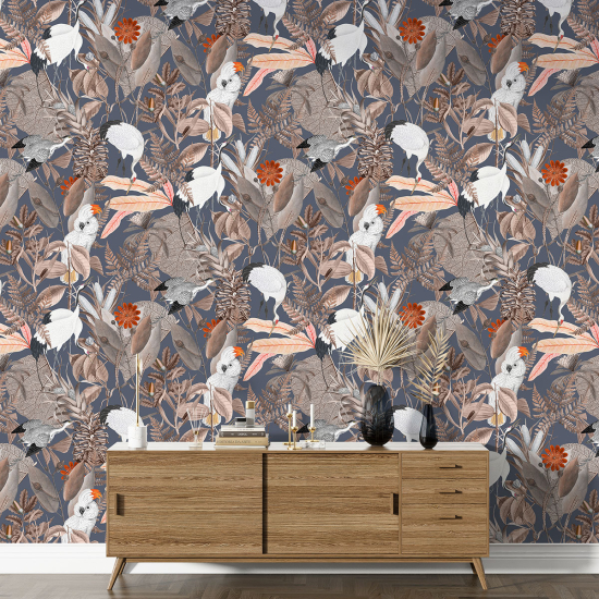 Papier peint motif XL - Fleurs Oiseaux