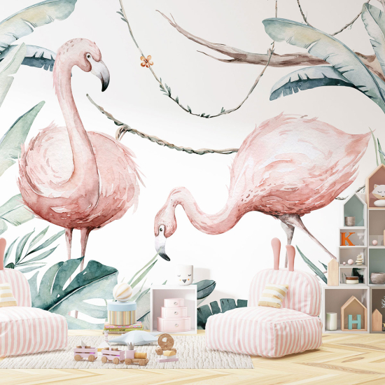 Papier peint - Flamants roses - 749