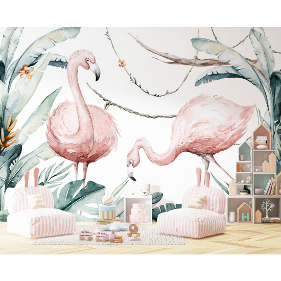 Papier peint - Flamants roses - 749