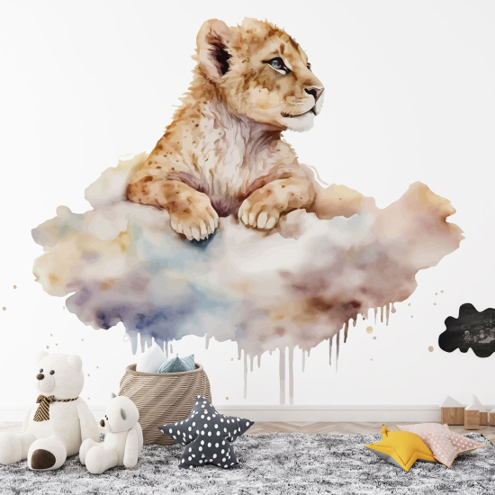 Papier peint panoramique Enfants - Lion nuages