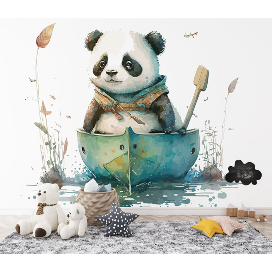 Papier peint panoramique Enfants - Panda bateau