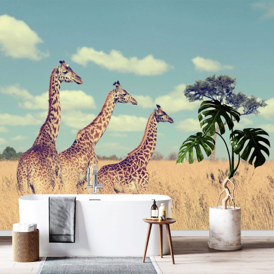 Papier peint - Girafes Savane