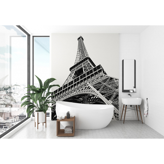 Papier peint - Tour Eiffel Noir et Blanc - 040