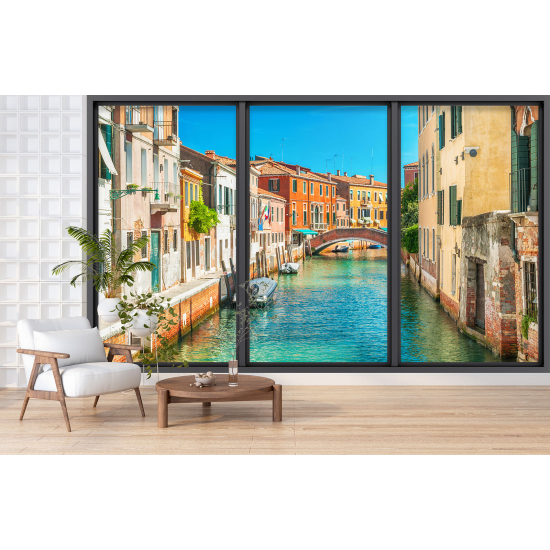 Papier peint panoramique Trompe l'œil baie vitrée - Venise