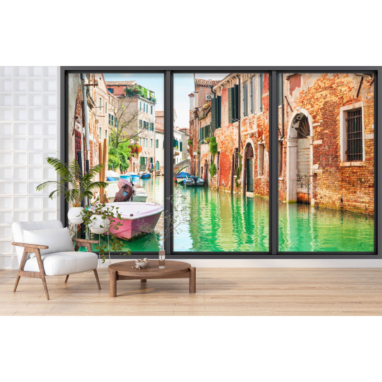 Papier peint panoramique Trompe l'œil baie vitrée - Venise