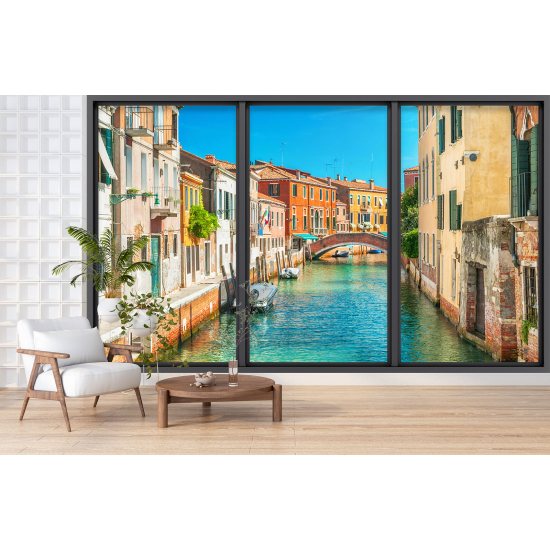 Papier peint panoramique Trompe l'œil baie vitrée - Venise