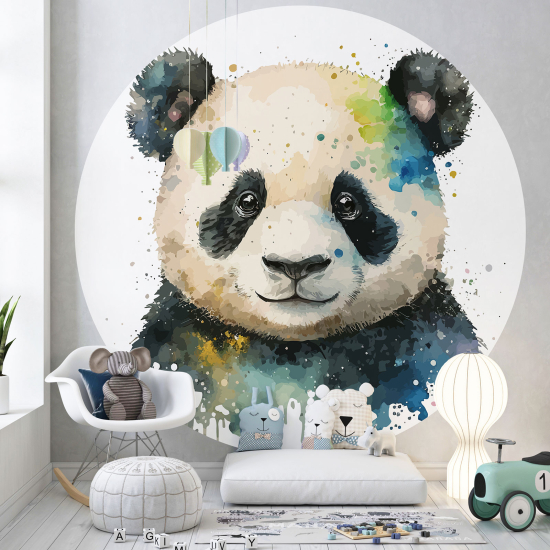 Papier peint rond / cercle Enfants - Panda - 1348