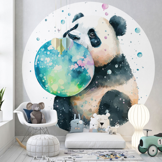 Papier peint rond / cercle Enfants - Panda - 1351