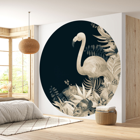 Papier peint rond / cercle - Flamant rose