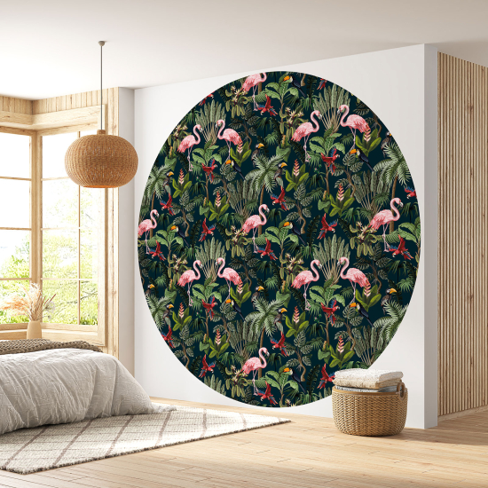 Papier peint rond / cercle - Flamants Roses - 208