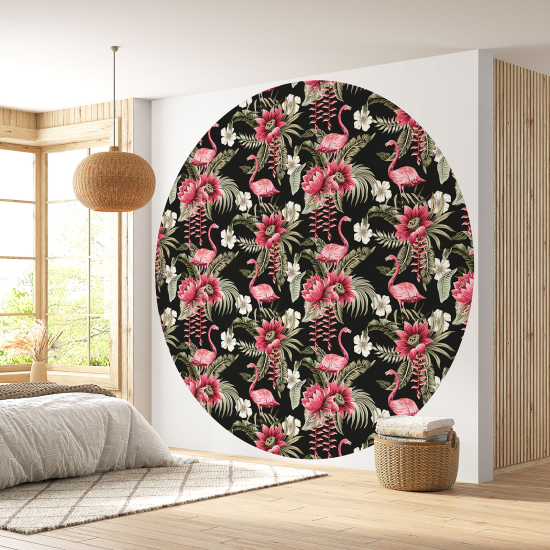 Papier peint rond / cercle - Flamants Roses - 559